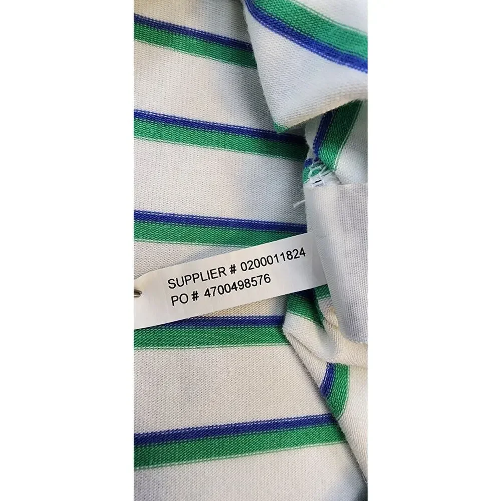 Ralph Lauren Polo Golf Shirt Mens Large White Green Striped Performance Golf